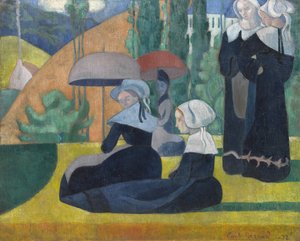 Donne bretoni con ombrelli